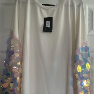 White Sequin long sleeve top